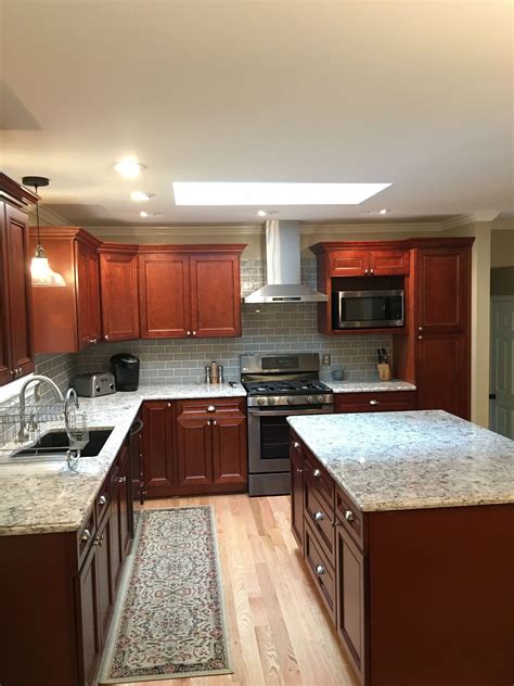 kitchen countertops with cherry cabinets